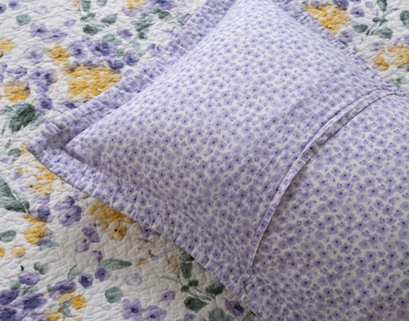 Keiley Cotton Quilt Set, Floral, Purple,