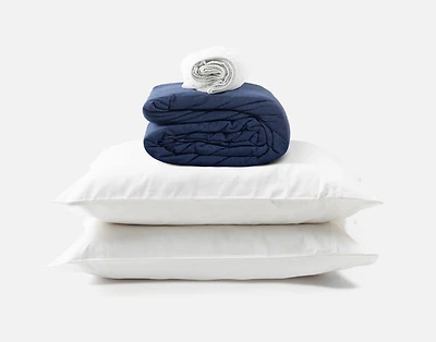 3-Piece Cooling Bamboo Bedding Bundle - Navy, Blue