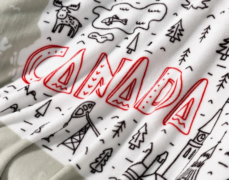 Canada Map Fleece Throw, Scenic, White