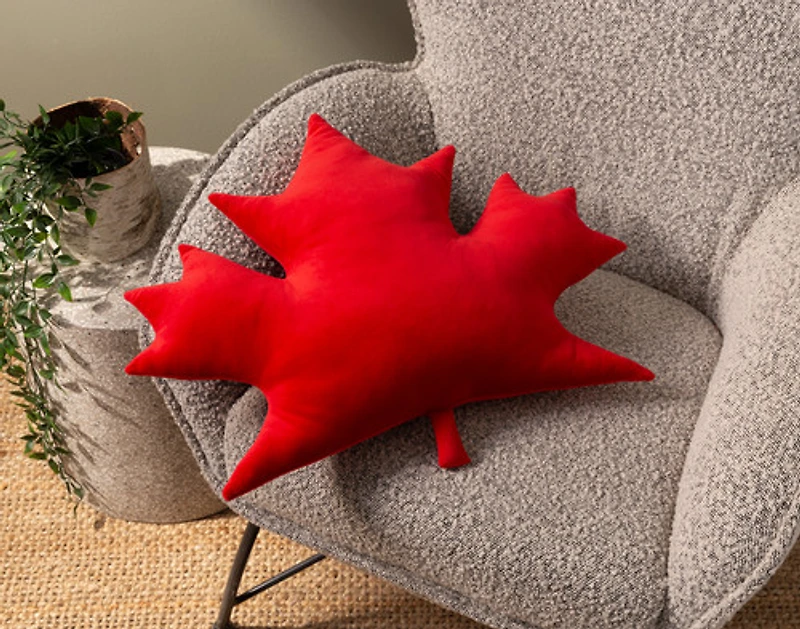 Maple Leaf Cushion, Scenic, GRS Certified, Red