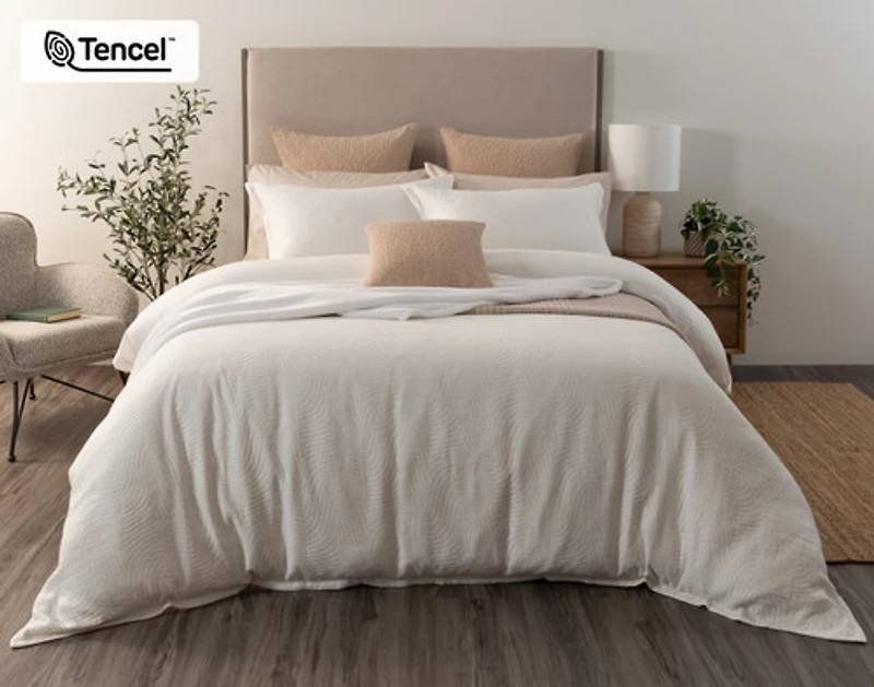 Nuala Duvet Cover, TENCEL Lyocell, Geometric, White,