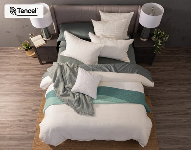 Nuala Duvet Cover, TENCEL Lyocell, Geometric, White,