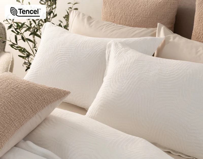 Nuala Duvet Cover, TENCEL Lyocell, Geometric, White,