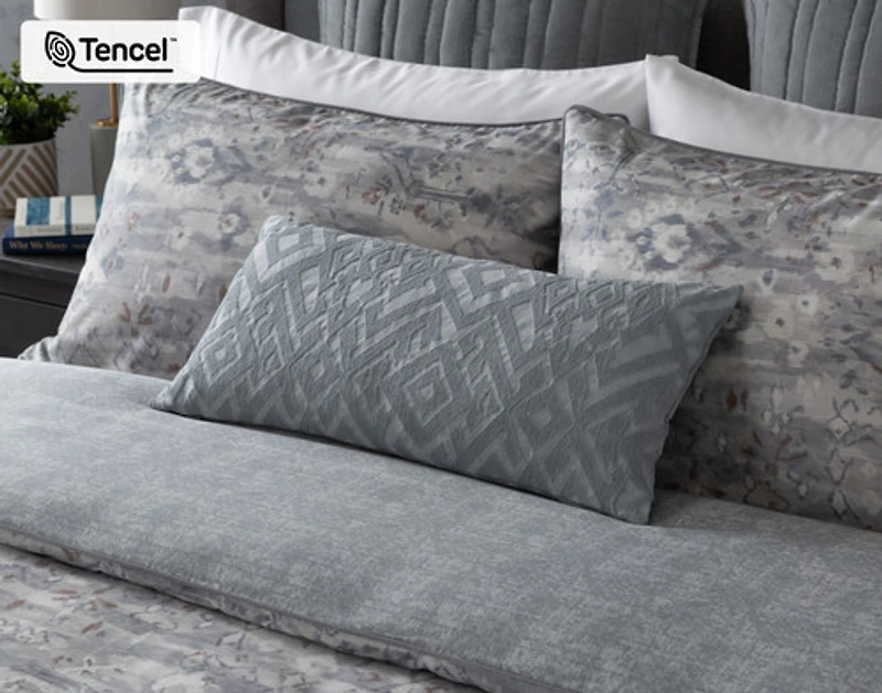 Fergana Duvet Cover, Cotton, TENCEL Lyocell, Geometric, Grey,