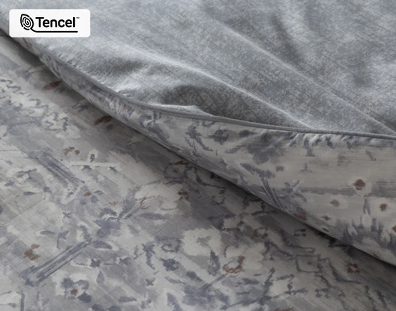 Fergana Duvet Cover, Cotton, TENCEL Lyocell, Geometric, Grey,