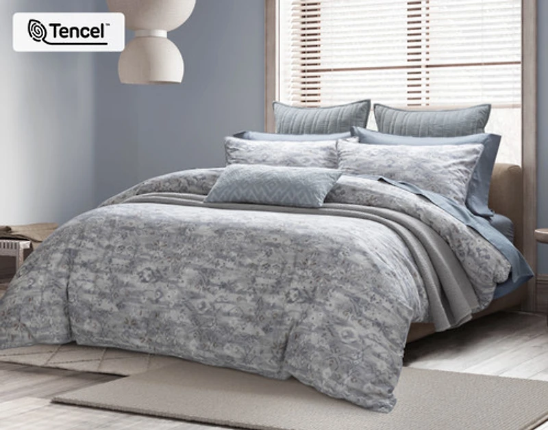 Fergana Duvet Cover, Cotton, TENCEL Lyocell, Geometric, Grey,