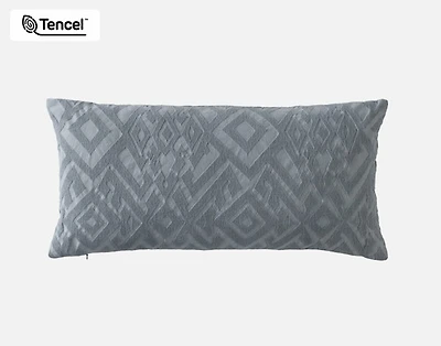 Fergana Boudoir Pillow Cover, Geometric, Grey, 24" x 12"