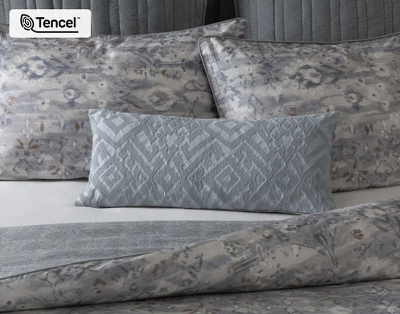Fergana Boudoir Pillow Cover, Geometric, Grey, 24" x 12"