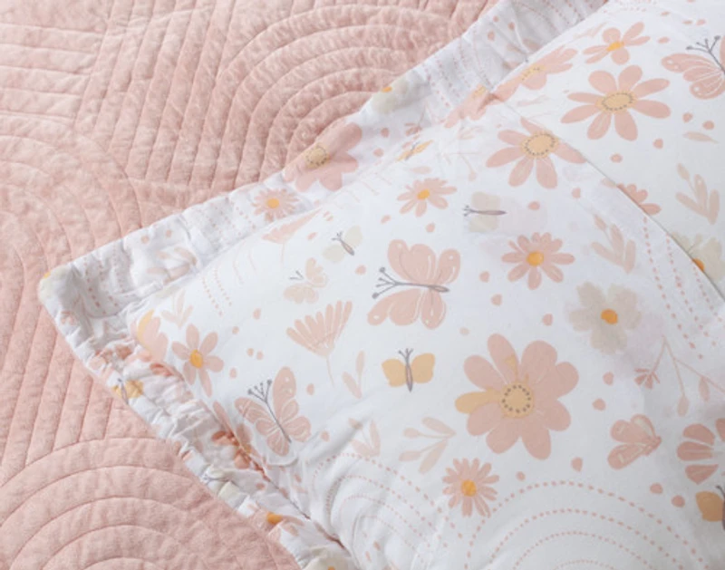 Rainbows Velvet Quilt Set, Geometric, Pink,