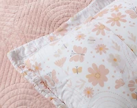 Rainbows Velvet Quilt Set, Geometric, Pink,