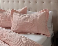 Rainbows Velvet Quilt Set, Geometric, Pink,