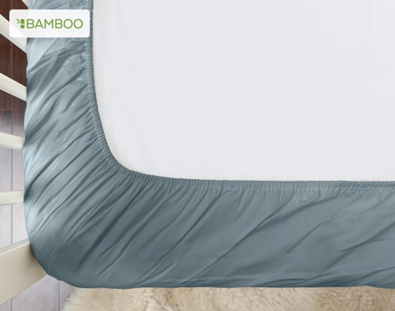 3-Piece Crib-Sized Bamboo Cotton Bedding Bundle - Spruce, RDS Certified, Green