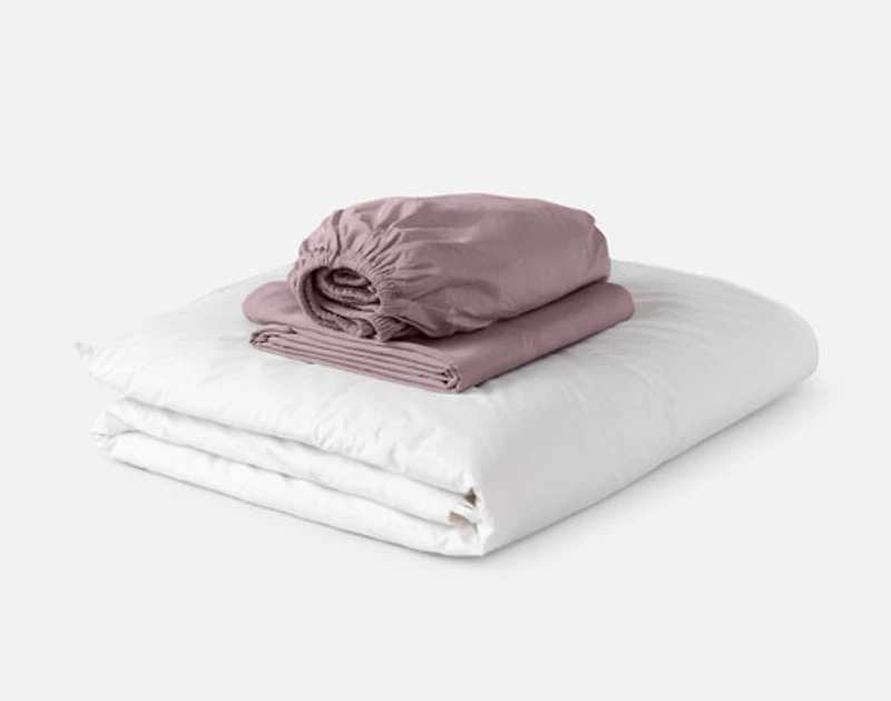 3-Piece Crib-Sized Bamboo Cotton Bedding Bundle - Orchid, RDS Certified, Purple