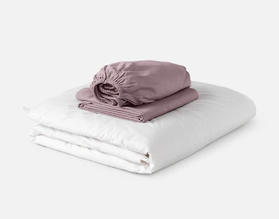 3-Piece Crib-Sized Bamboo Cotton Bedding Bundle - Orchid, RDS Certified, Purple