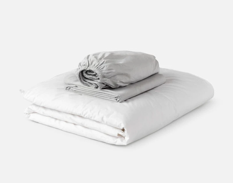 3-Piece Crib-Sized Bamboo Cotton Bedding Bundle - Charcoal, RDS Certified, Grey