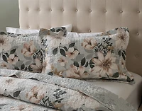 Ashland Cotton Quilt Set, Floral, Grey,