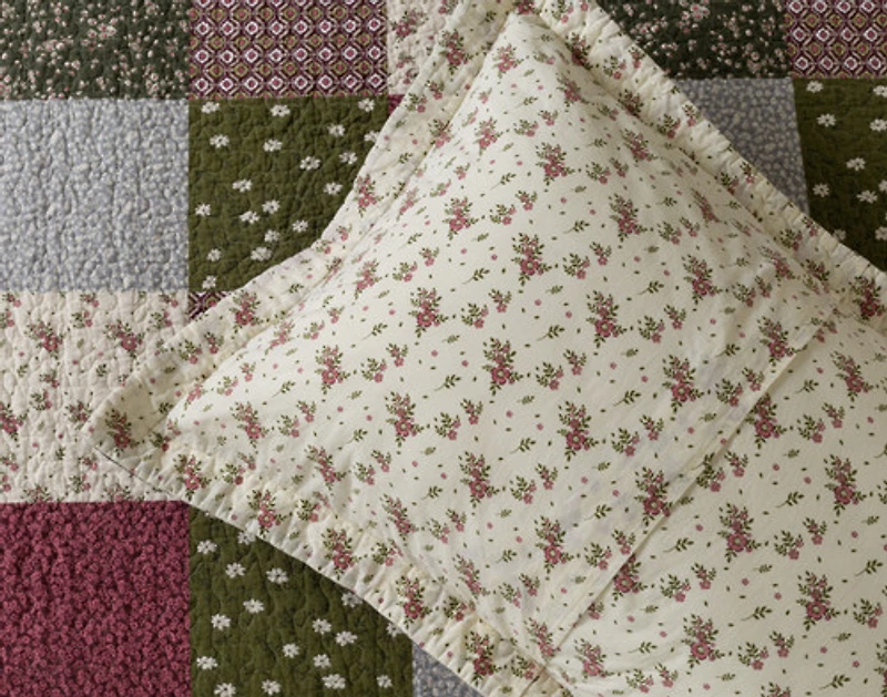 Bless Cotton Quilt Set, Patchwork, Green,