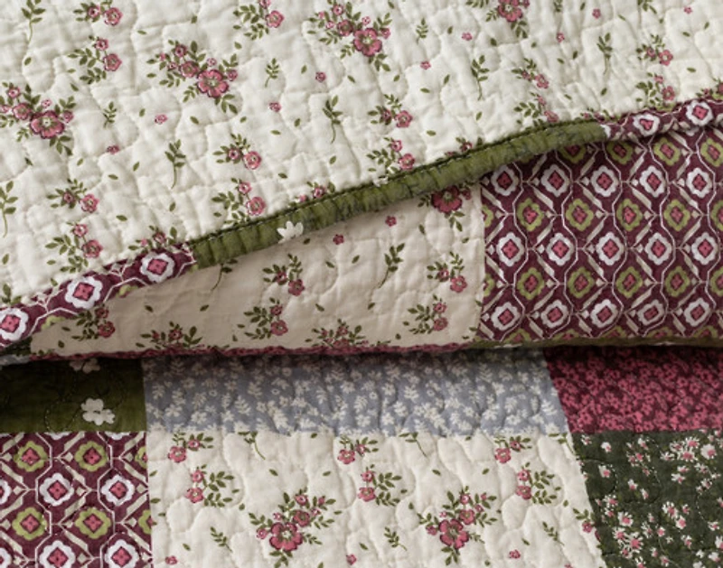 Bless Cotton Quilt Set, Patchwork, Green,