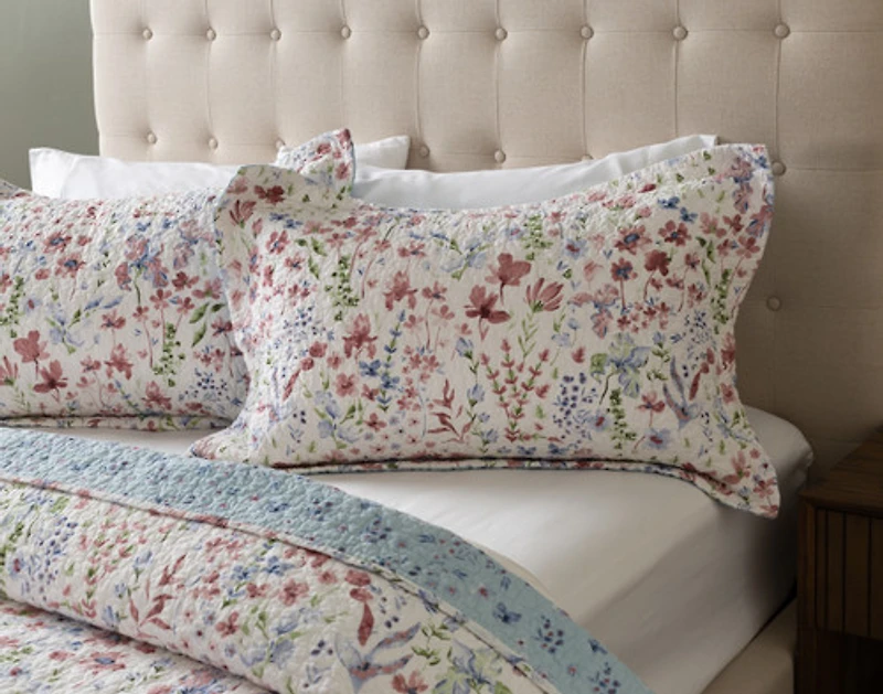Lana Cotton Quilt Set, Floral, Red,