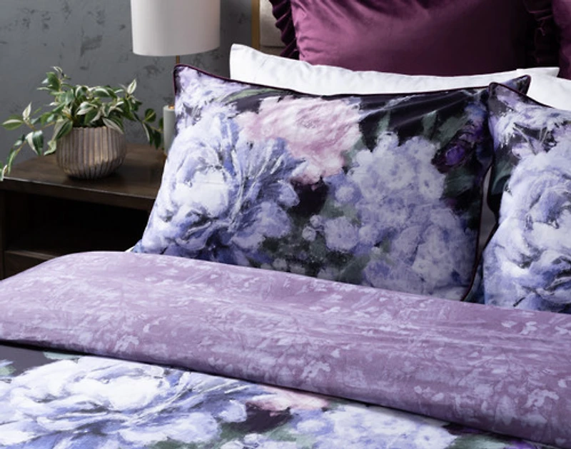 Christabel Duvet Cover, Cotton, Floral, Purple,
