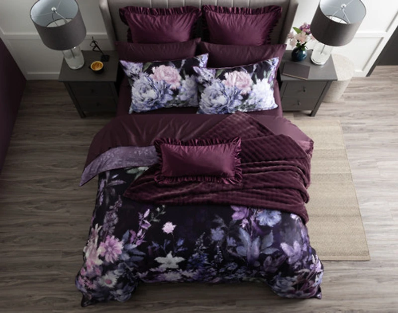 Christabel Duvet Cover, Cotton, Floral, Purple,