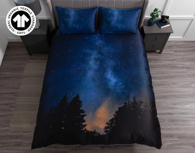 Starlight Duvet Cover, Scenic, GOTS Certified, Blue,