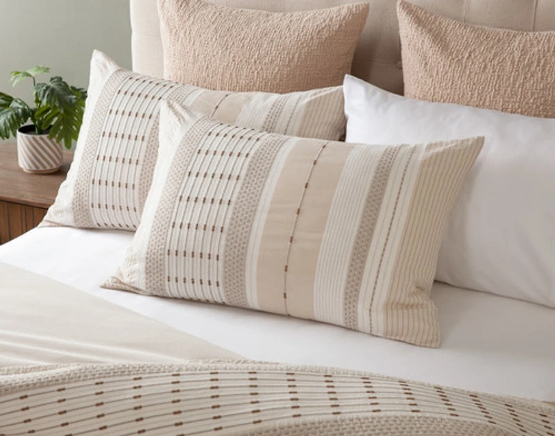 Adrift Duvet Cover, Cotton, Geometric, Beige,