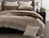 Adrift Duvet Cover, Cotton, Geometric, Beige,