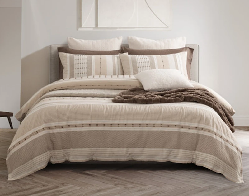 Adrift Duvet Cover, Cotton, Geometric, Beige,