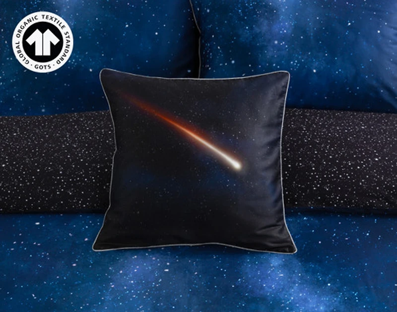 Starlight Square Cushion Cover, Scenic, GOTS Certified, Blue, 18" x 18"