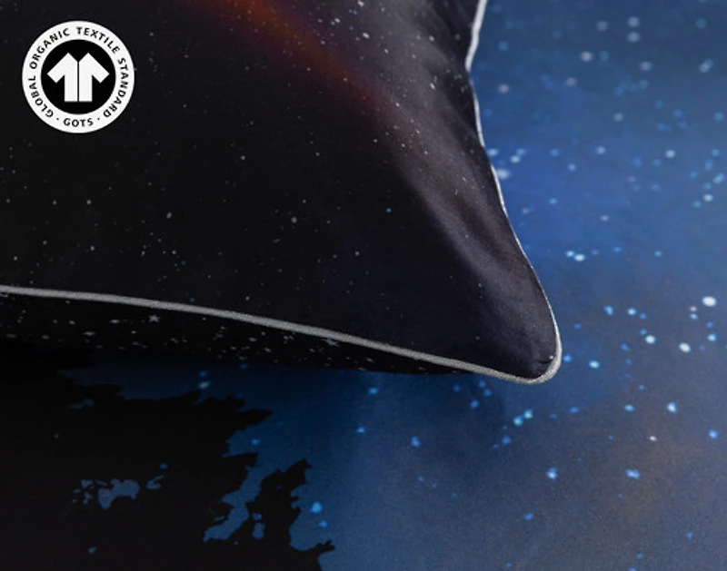Starlight Square Cushion Cover, Scenic, GOTS Certified, Blue, 18" x 18"
