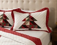 Christmas Tree Cotton Quilt Set, Patchwork, Red,