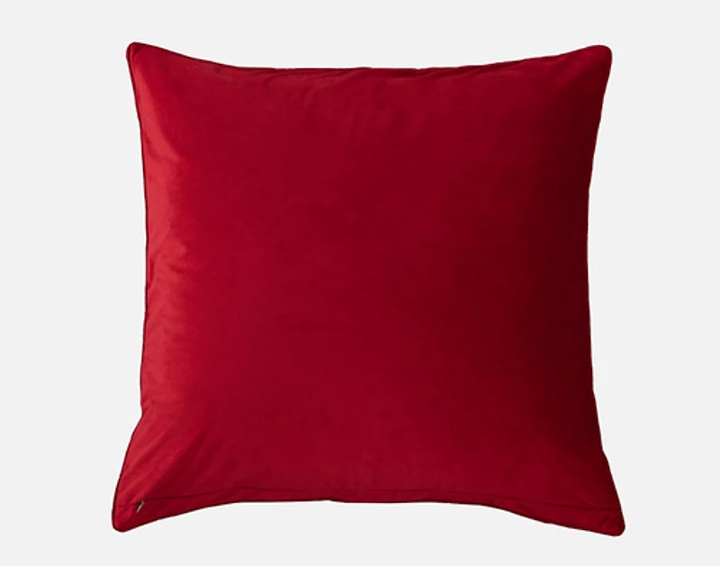 Merry Berry Velvet Euro Sham, Geometric, Red, 26" x 26"