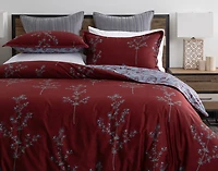 Vermillia Duvet Cover, Cotton Set, Botanical, Red,