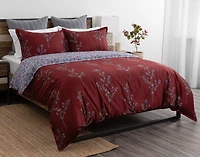 Vermillia Duvet Cover, Cotton Set, Botanical, Red,