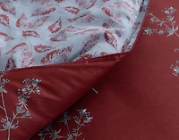 Vermillia Duvet Cover, Cotton Set, Botanical, Red,