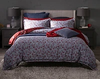 Vermillia Duvet Cover, Cotton Set, Botanical, Red,