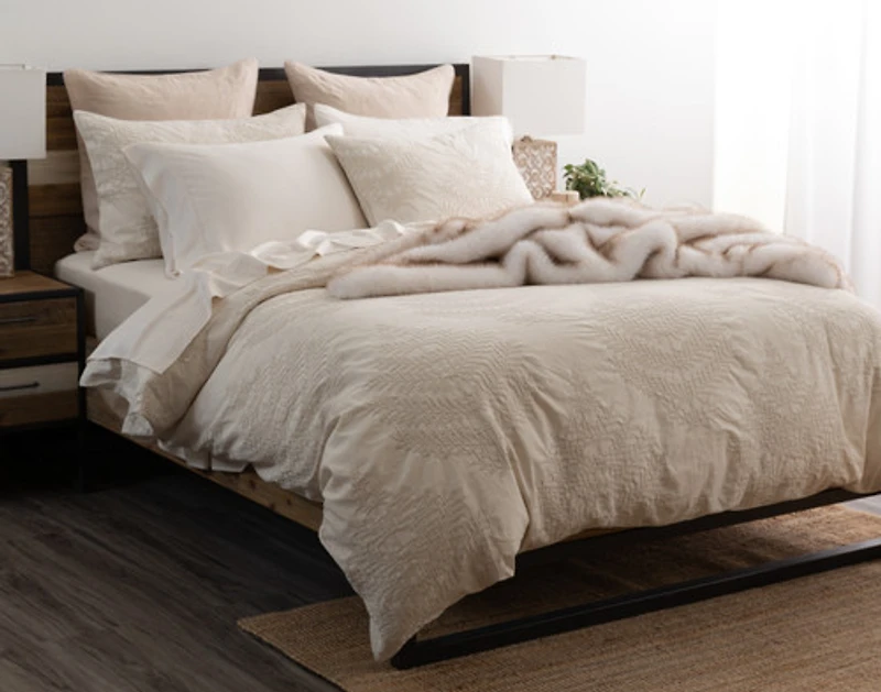 Marcona Duvet Cover, Cotton Set, Botanical, Beige,