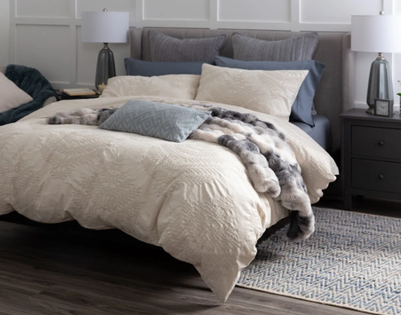 Marcona Duvet Cover, Cotton Set, Botanical, Beige,