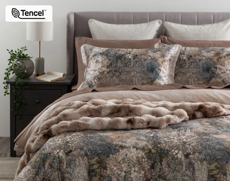 Captiva Duvet Cover, TENCEL Lyocell, Botanical, Brown,