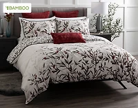 Laurentian Duvet Cover, Bamboo Cotton, Botanical, White,