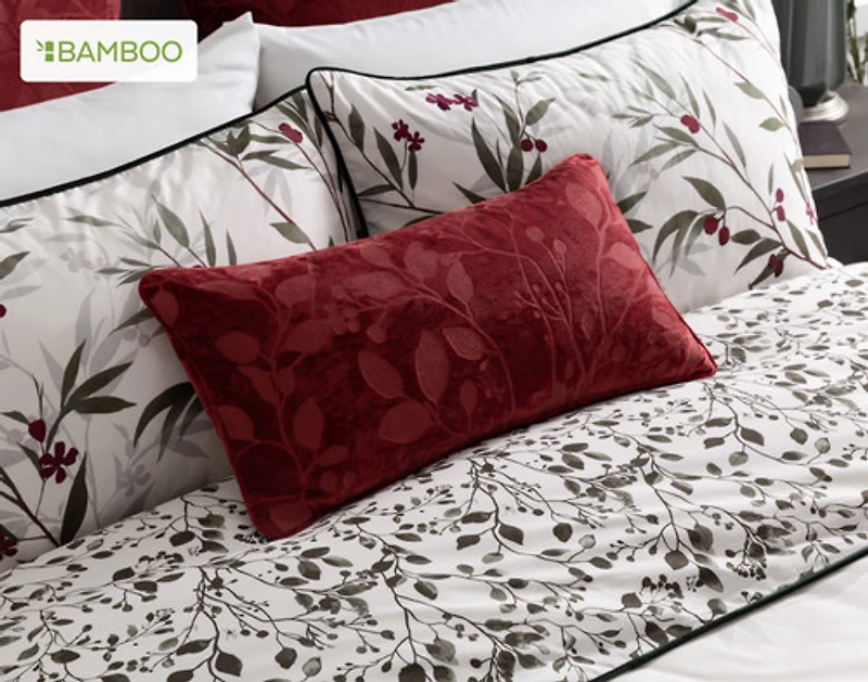 Laurentian Duvet Cover, Bamboo Cotton, Botanical, White,