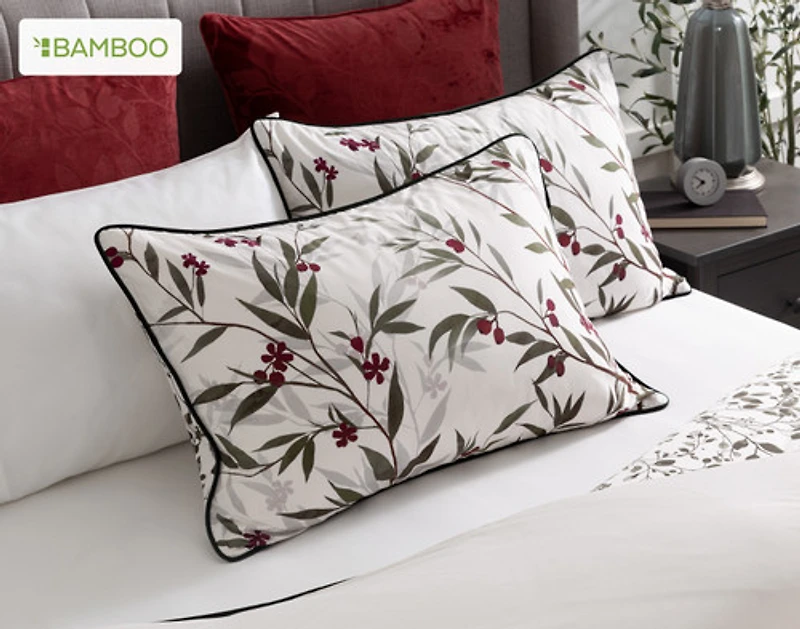 Laurentian Duvet Cover, Bamboo Cotton, Botanical, White,