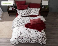 Laurentian Duvet Cover, Bamboo Cotton, Botanical, White,