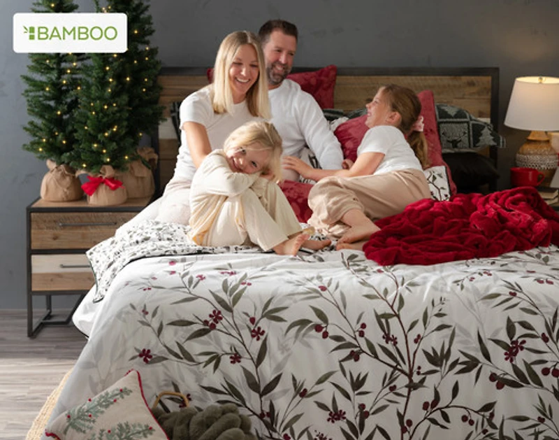 Laurentian Duvet Cover, Bamboo Cotton, Botanical, White,