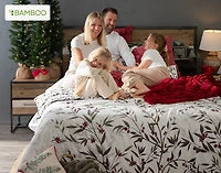 Laurentian Duvet Cover, Bamboo Cotton, Botanical, White,