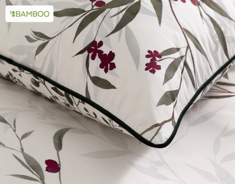 Laurentian Pillow Sham, Botanical, White,