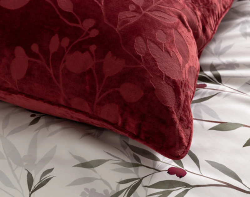 Laurentian Euro Sham, Botanical, Red, 26" x 26"