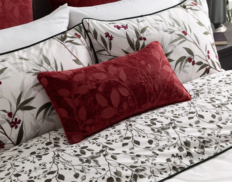 Laurentian Boudoir Pillow Cover, Botanical, Red, 24" x 12"