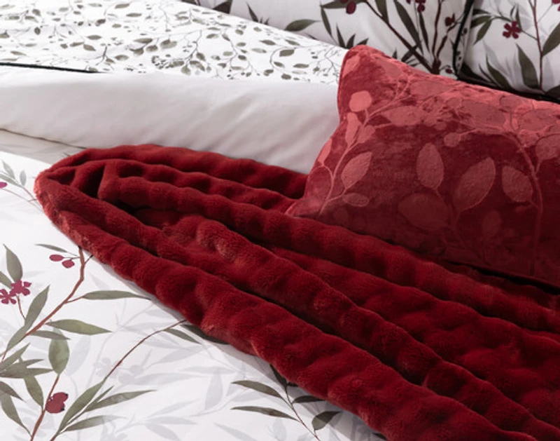 Laurentian Boudoir Pillow Cover, Botanical, Red, 24" x 12"